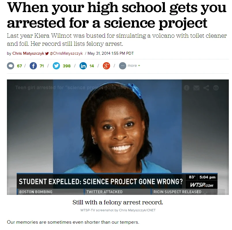 when your high school gets you arrested for a science project